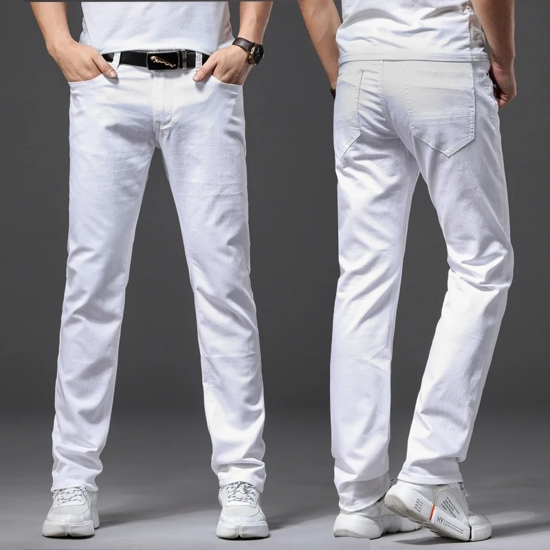 Hommes Slim blanc jean nouvelle élasticité mode décontracté classique doux marque d'affaires pantalon homme vêtements Stretch pantalon hommes jean