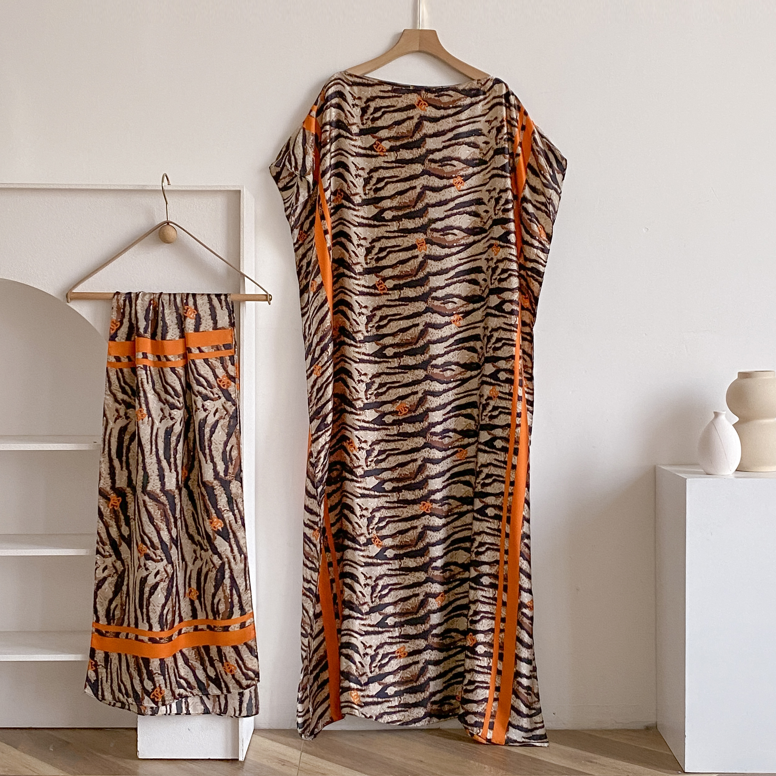 Robe Maxi Décontractée avec Grande Écharpe pour Femme, Kaftan Musulman, Africain, Châle Paon, Été, Dubaï, Turquie, Abaya, Nouvelle Mode