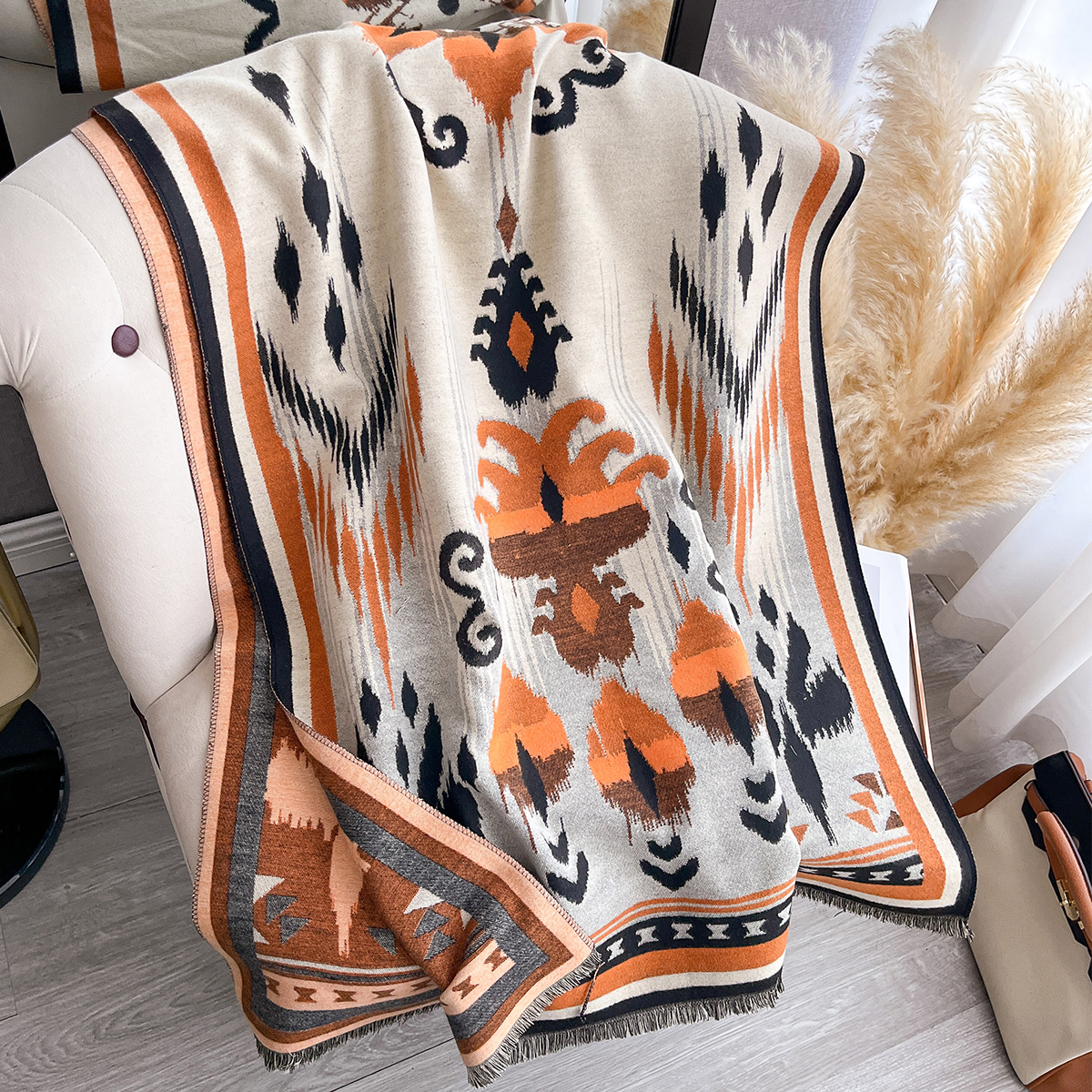 Écharpe Jacquard Pashmina Imitation cachemire pour femme, châle double face épais et chaud, couverture résistante au froid et au vent, nouvelle collection hiver