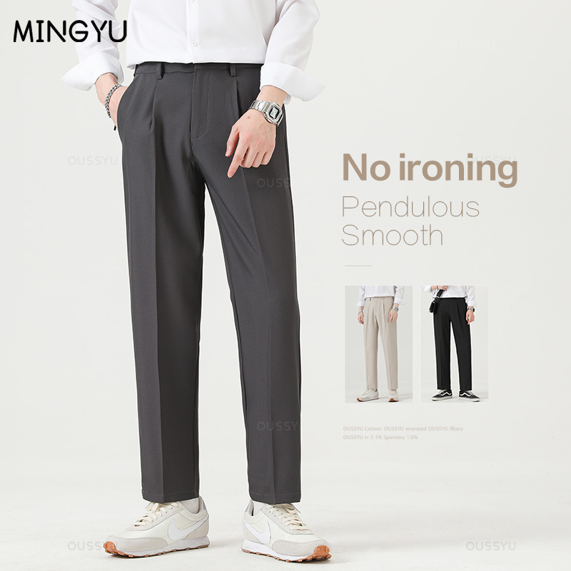 Marque vêtements pantalon de costume lisse hommes d'affaires formel cheville longueur pantalon de travail coréen décontracté automne pantalons longs mâle surdimensionné 40