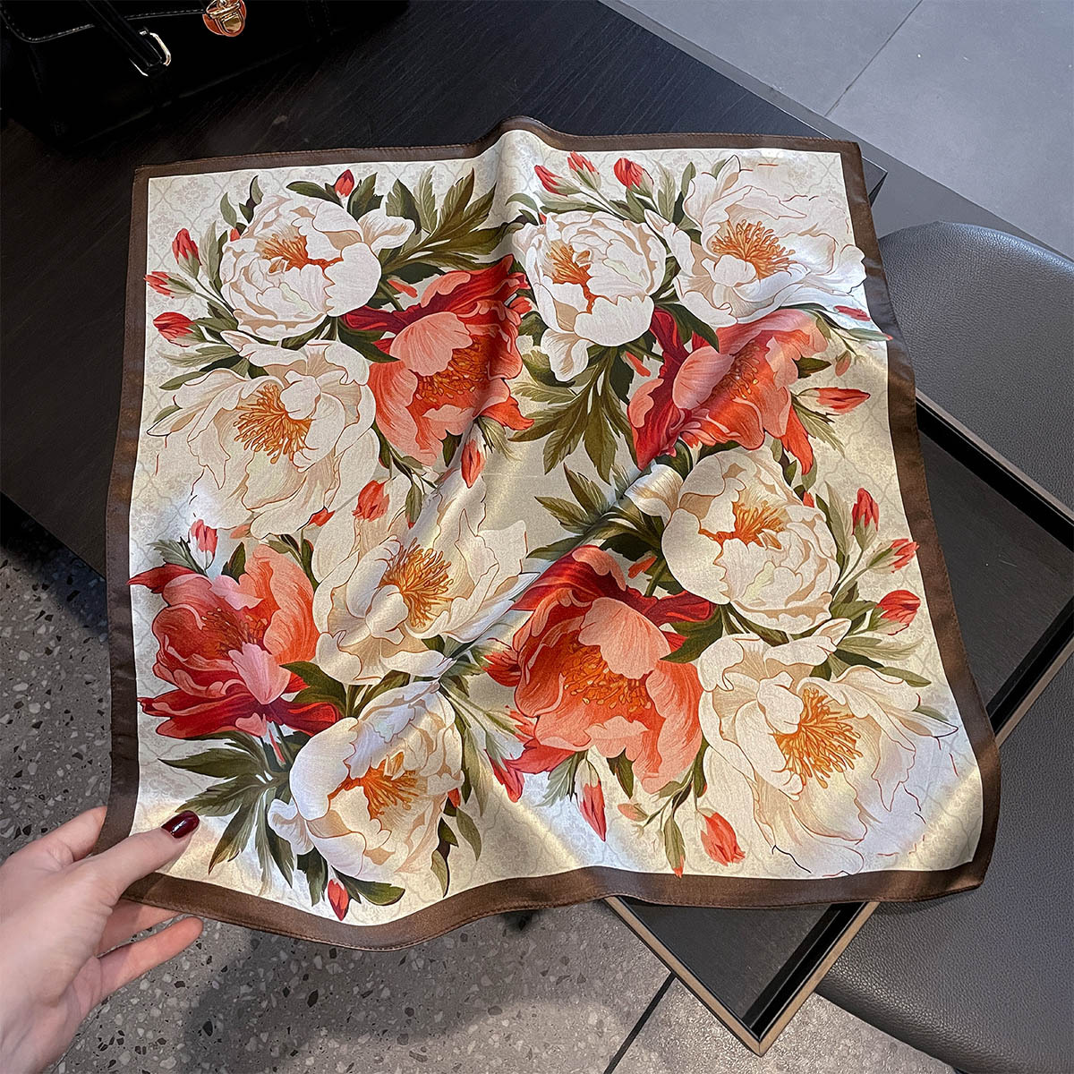 Écharpe en soie véritable 100% pour femmes, printemps 2026, bandana floral, châle, foulard en soie de mûrier, mouchoir, enveloppe féminine, 53 cm