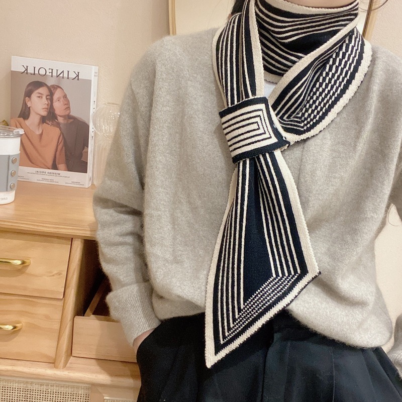 Écharpe tricotée polyvalente pour femme, écharpe classique et élégante, coréenne, à la mode, automne et hiver