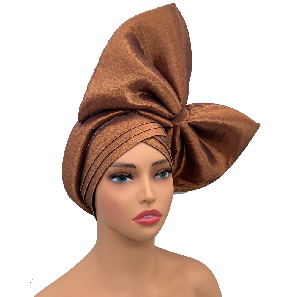 Casque exagéré africain Auto Gele couvre-chef Nigeria fête chapeaux chapeau dame bandeau grand nœud papillon Turban casquette pour les femmes