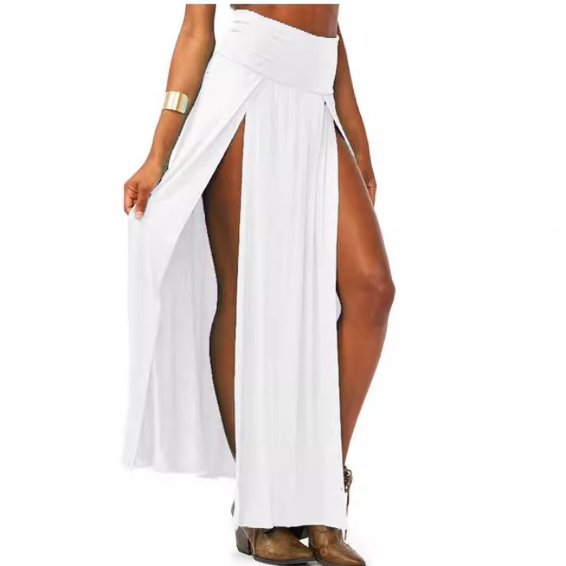 Jupe longue à taille haute sexy et tendance pour femme, jupe longue à ouverture frontale pour femme, jupe longue jusqu'au sol, robe de soirée
