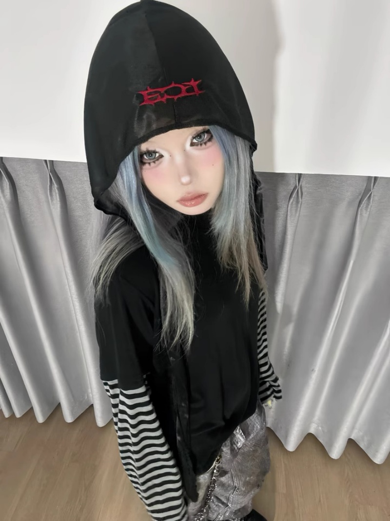 Desinger Soyeux Hip Hop Punk Écharpe pour Hommes Femmes Gothique Brodé Longue Queue Ondes Casquette Tendance Protection Solaire Rappeur Durag