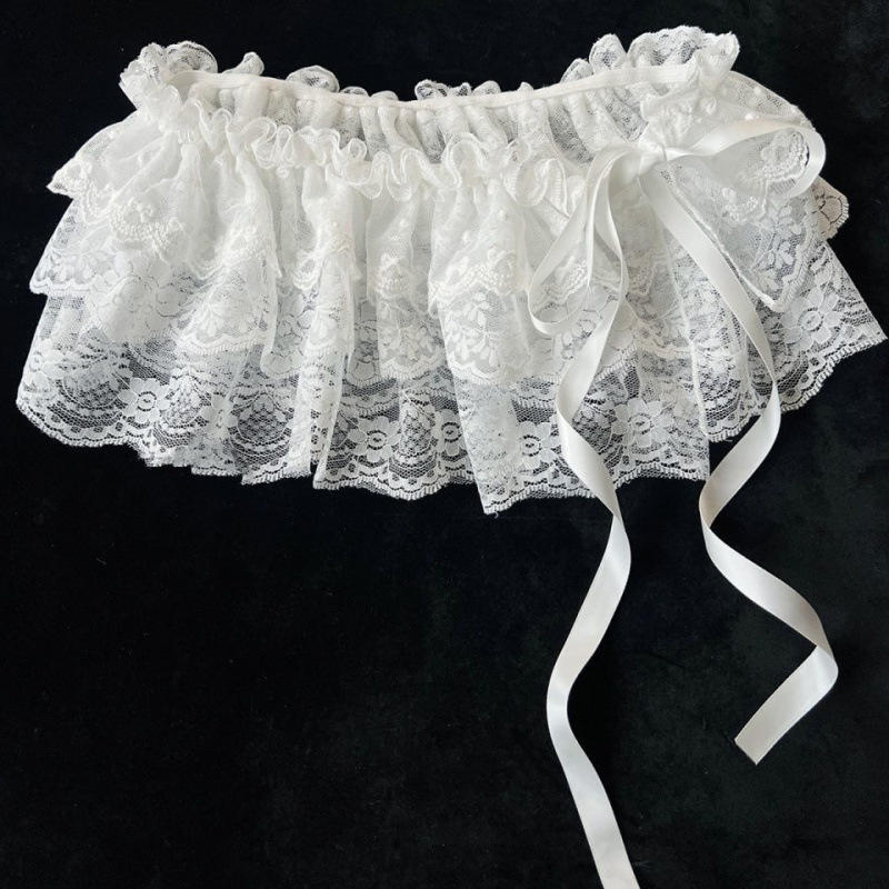 Jupe irrégulière en dentelle de mode coréenne, jupe mi-longue en dentelle à fleurs blanches, jupe en maille pour femmes, bas d'été, ourlet décoratif en jean