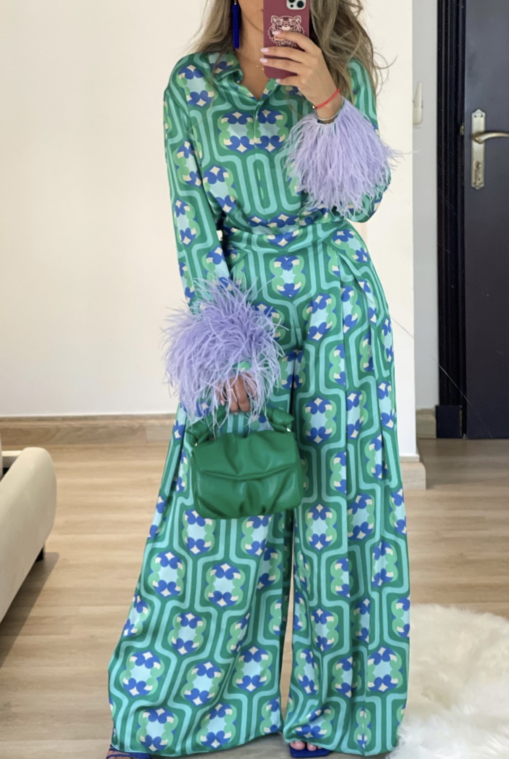 Chemise imprimée à la mode pour femmes, hauts de Style européen et américain, nouveaux pantalons amples à jambes larges, costumes décontractés de Style de rue