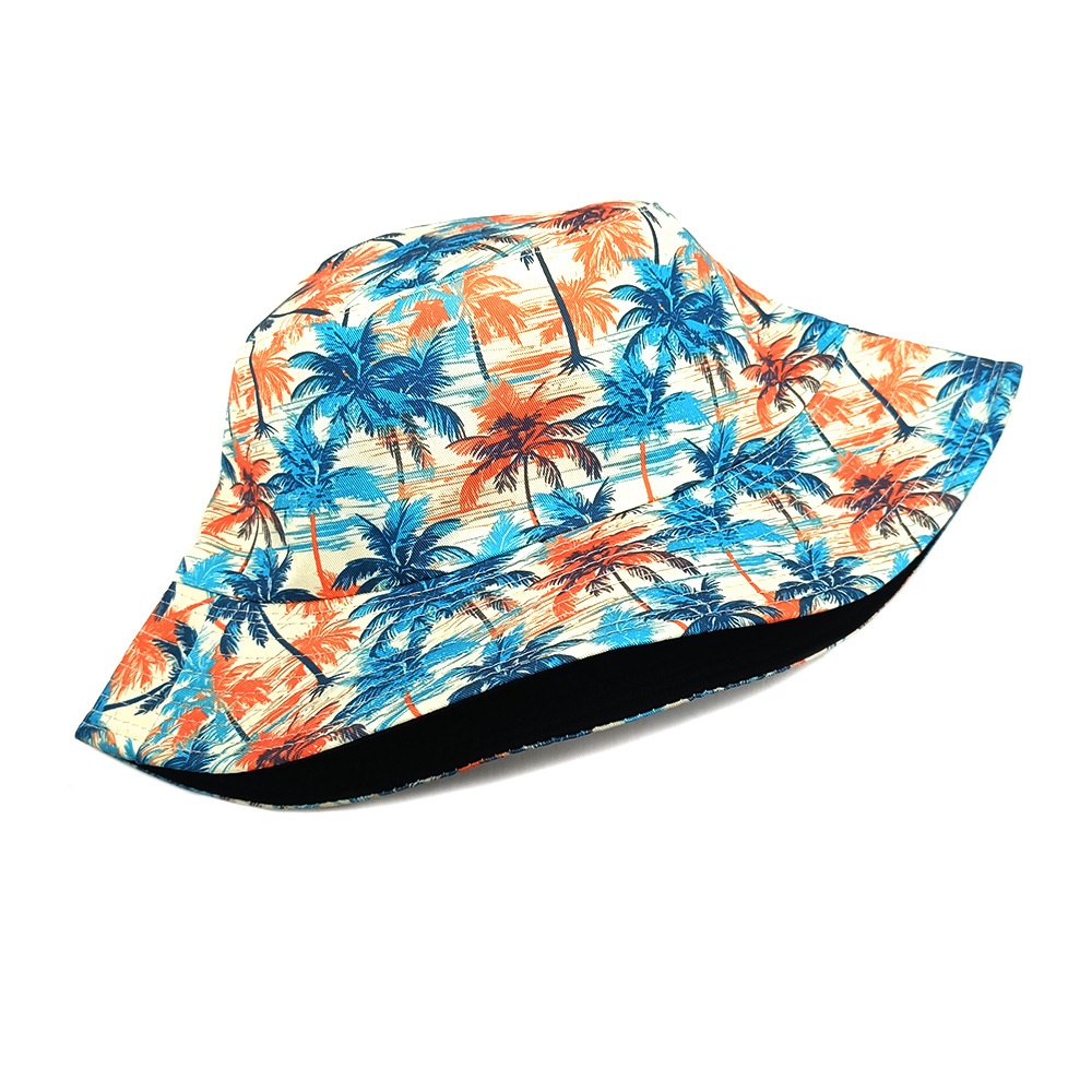 Chapeau Bob Unisexe Imprimé Cocotiers de Plage pour Hommes et Femmes – Protection Solaire Estivale, Tendance, Style Panama, Casquette de Pêcheur