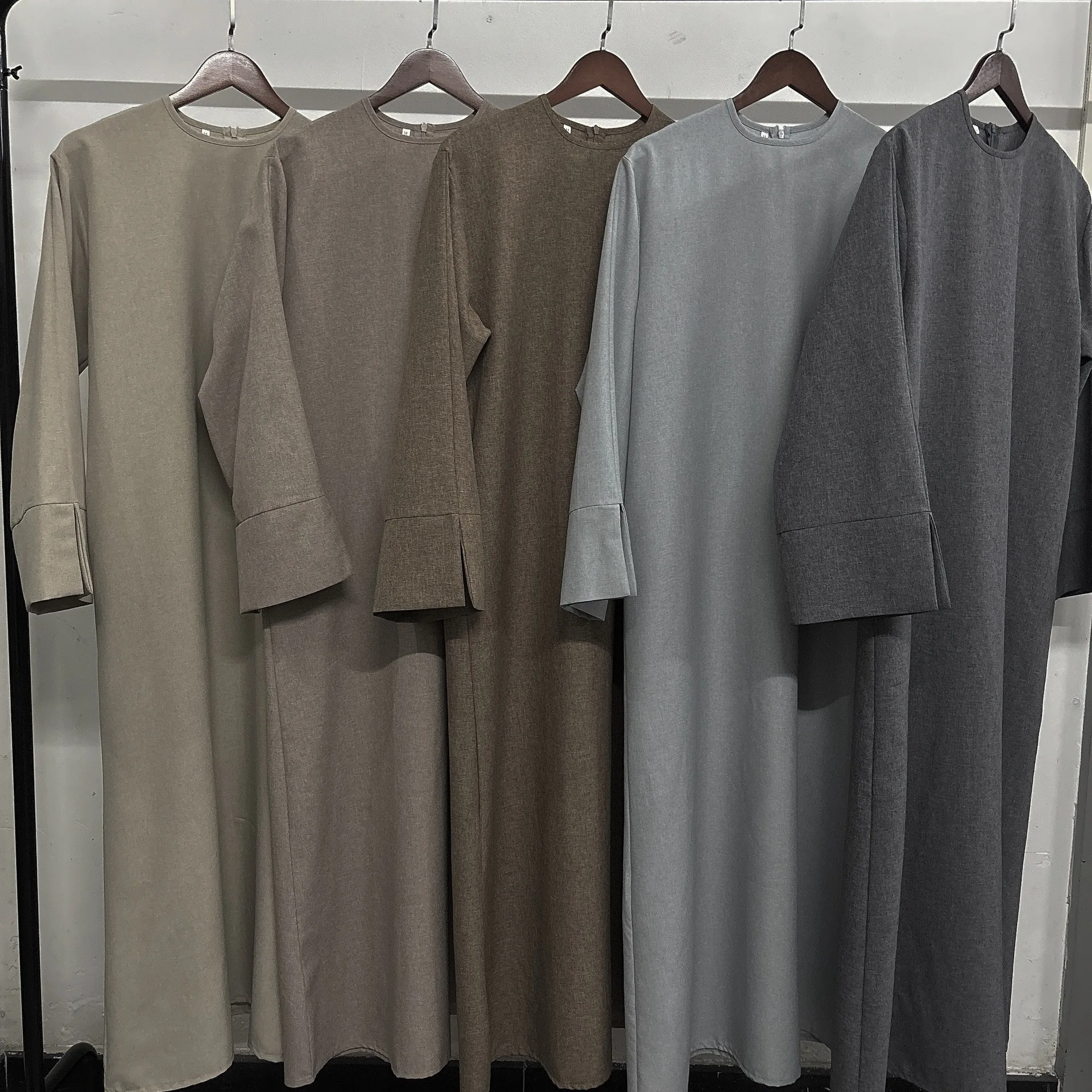 Abaya-Kimono à Manches sulfen Coton et Lin pour Femme, Jalabiya Décontracté, Marocain, Kaftan, Solide, Document Islamique Noir, Éducatif