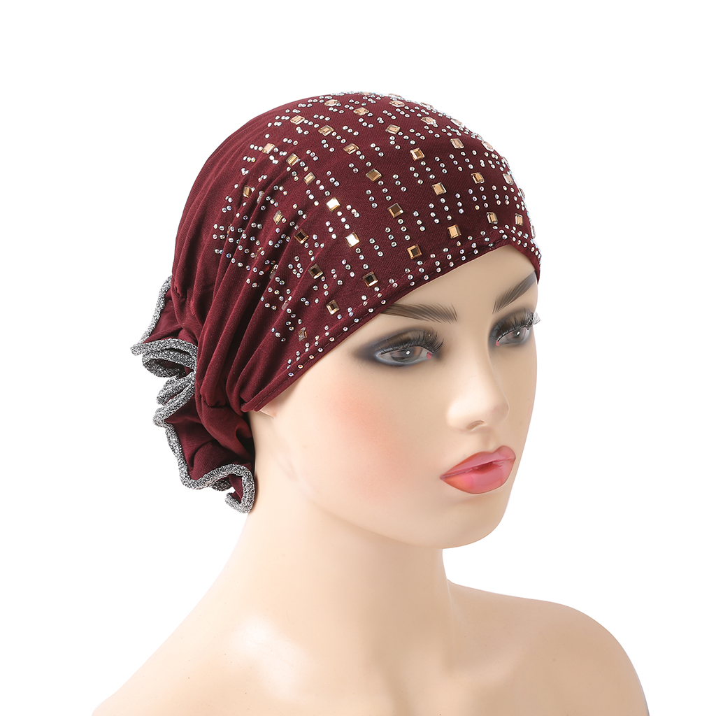 Chapeaux musulmans de haute qualité avec des biscuits de kirchen, écharpe islamique à enfiler avec des fleurs sur le dos, turban, bonnet hijab, casquettes intérieures, H008