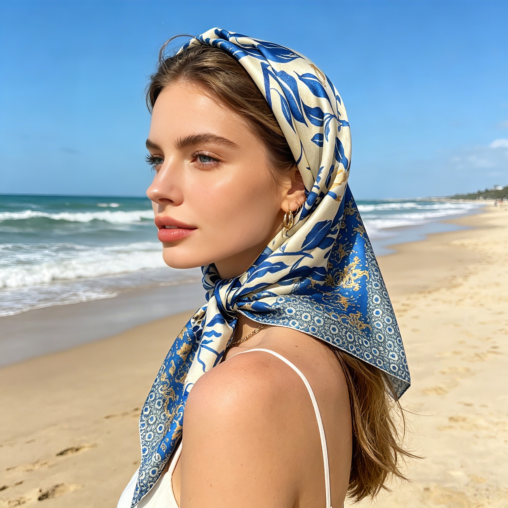 Nouveau Foulard en Satin 2026 pour Femme, Imprimé, Bandana, Petit Cache-cou, Hijab, Châle Carré pour Femme et Fille
