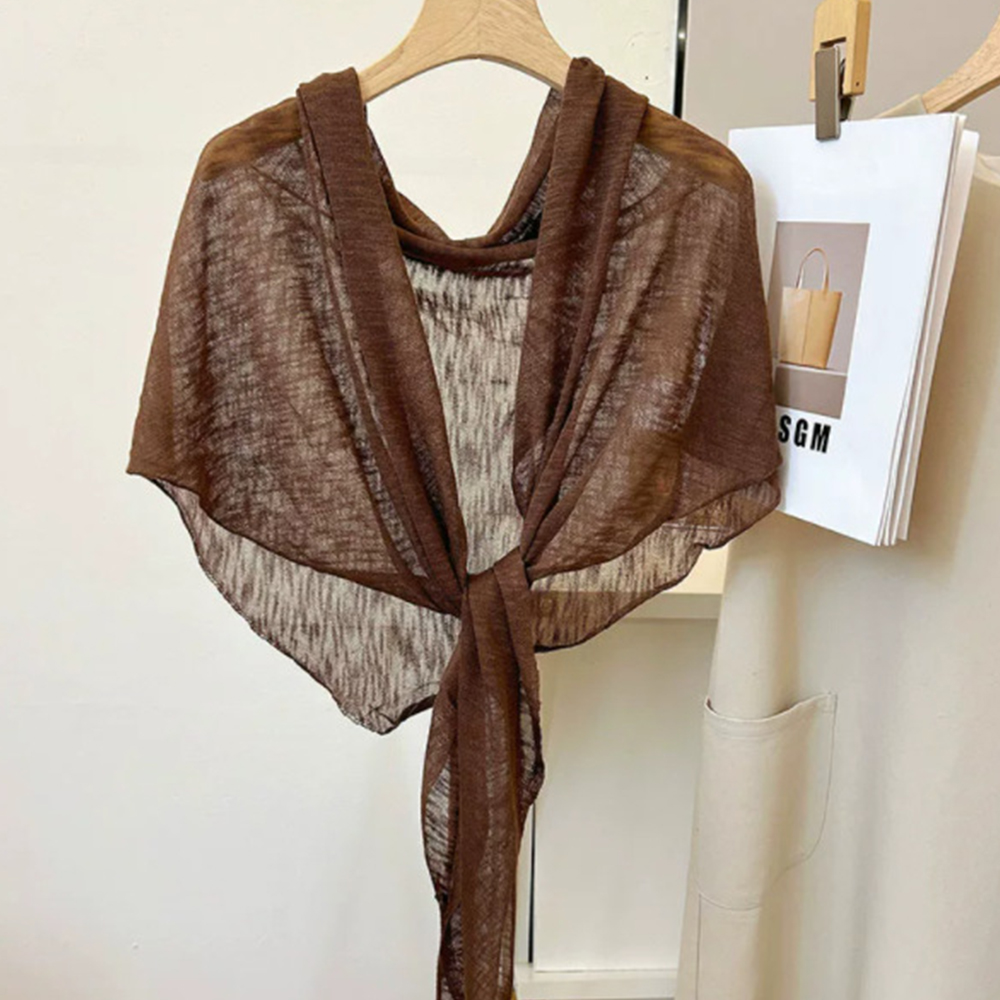 Châle triangulaire haut de gamme en soie glacée pour femme, protection solaire, avec écharpe en tricot, accessoire de mode décontracté