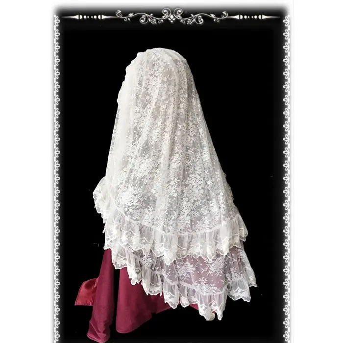 Infanta-Gothic Black Lolita Veil, Longueur du coude, Maille, 2 couches