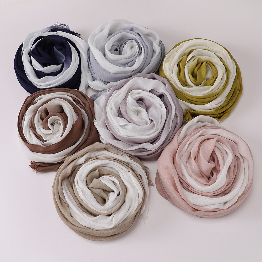 Musulman deux couleurs Hijabs dégradé écharpe musulman châle enveloppement islamique femmes foulard châles fournisseur