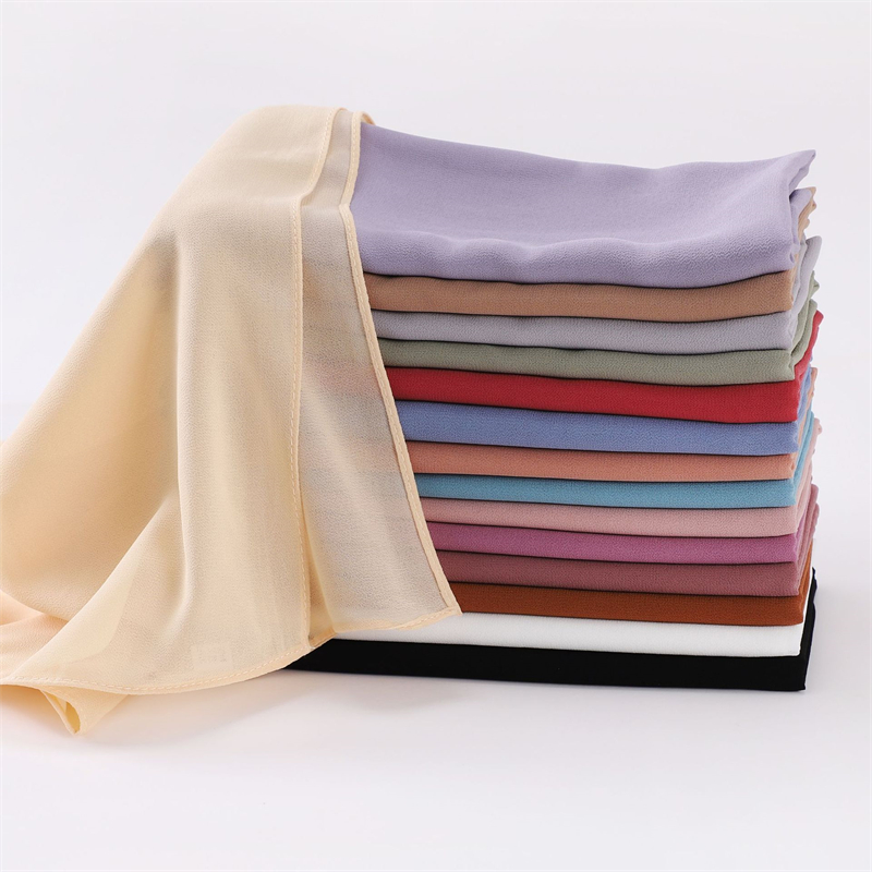 90*90 cm carré couleur unie femmes en mousseline de soie Hijab musulman écharpe doux Ramadan foulards châle silencieux foulard extérieur Bandanna