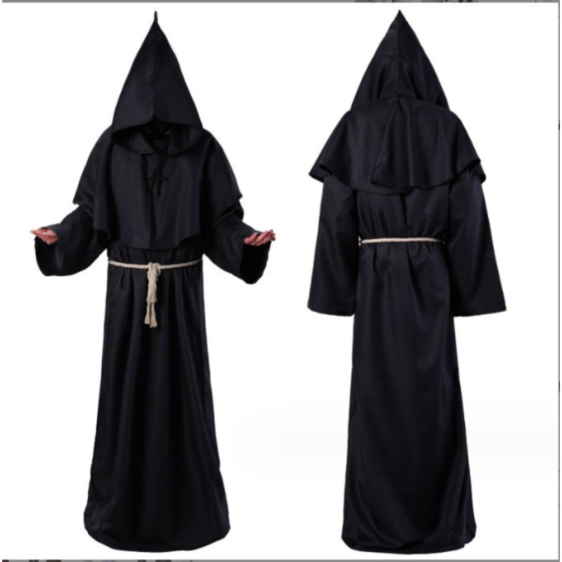 Costume de moine ancien, robe de prêtre médiévale, vêtements de cosplay de sorcier, performance scénique