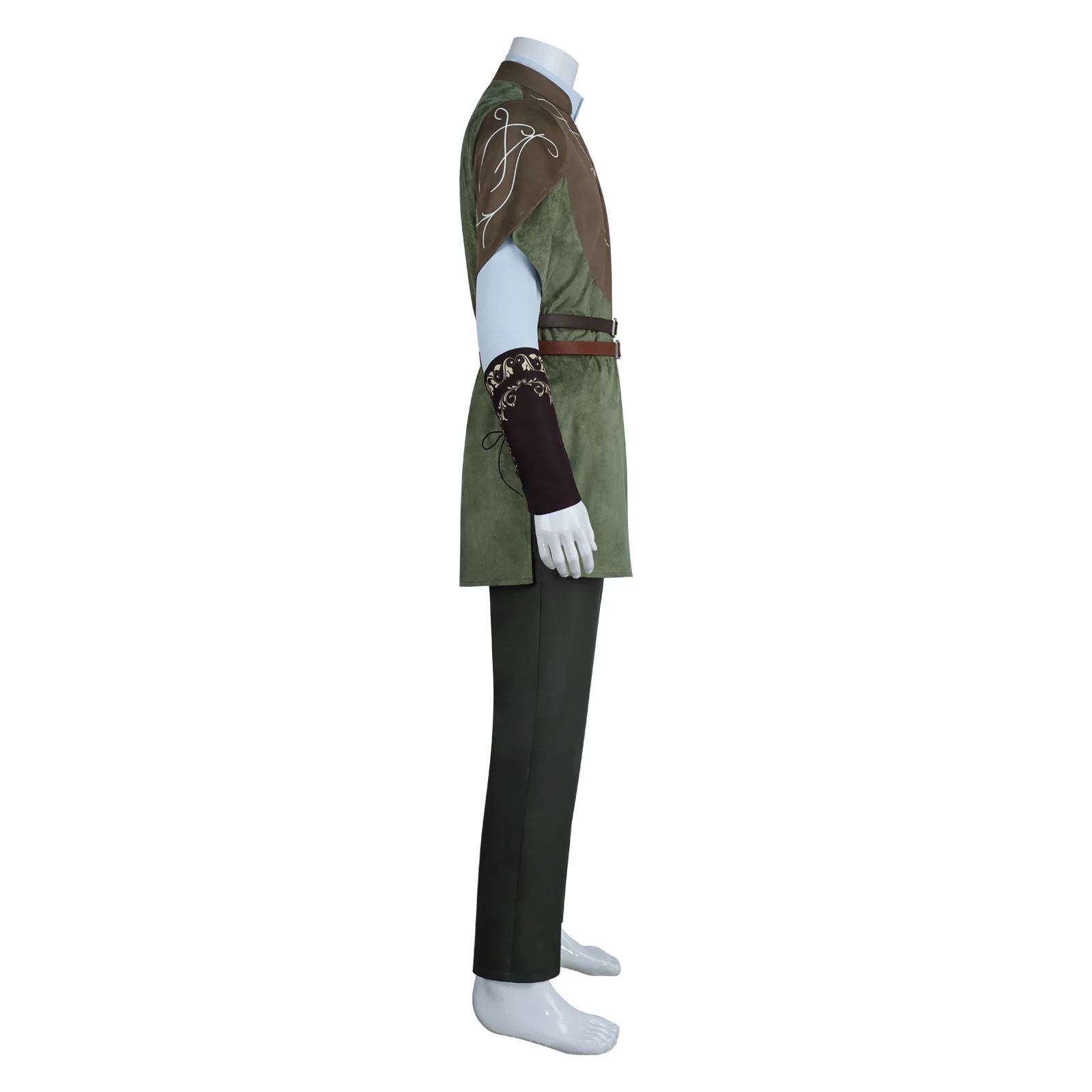 Costume de cosplay de prince elfe Legolas pour homme, haut vert foncé, cape grise, tenue de guerrier médiéval, costume de bataille, tenue de fête d'Halloween et de carnaval