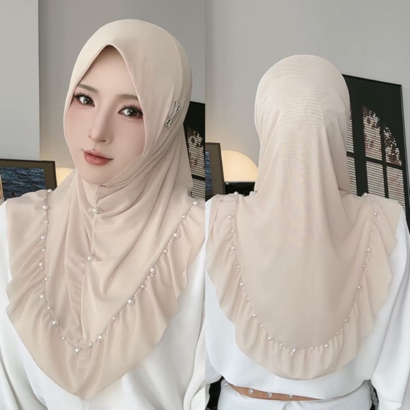 Hijab élégant et aéré pour filles musulmanes, prêt à porter, mode malaisienne estivale