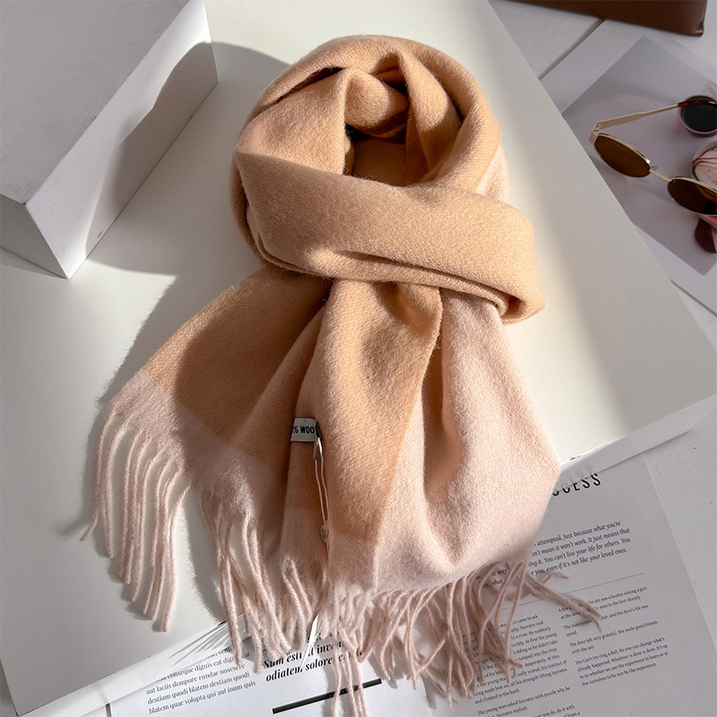 100% laine hiver écharpe pour femmes couleur unie cachemire foulards Hijab châle femme 2 couleurs Pashmina Bandana foulards Poncho étole