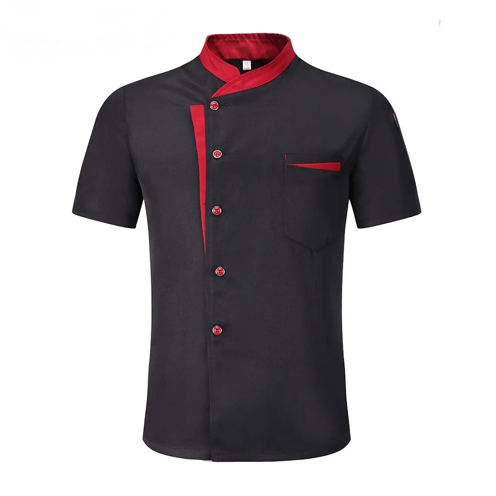 Uniforme de Chef à manches courtes, ensemble d'été pour Restaurant, hôtel, cuisine, vêtements de travail pour hommes, veste de Chef respirante, tenue tablier, manteau de chef pour femmes