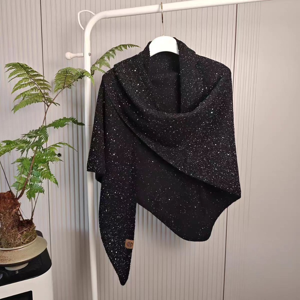 Écharpe triangulaire en laine chaude d'hiver pour femmes, mode coréenne, paillettes, cape haut de gamme, enveloppes