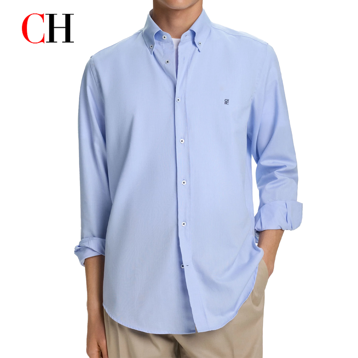 Chemise décontractée à manches longues pour homme avec broderie discrète à revers, idéale pour les sorties et le style urbain