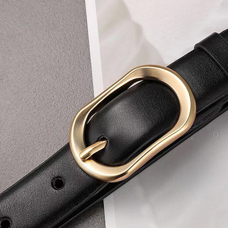 Ceinture en cuir PU rétro pour femme, ceinture en jean polyvalente, sangle de mode, or, nouveau