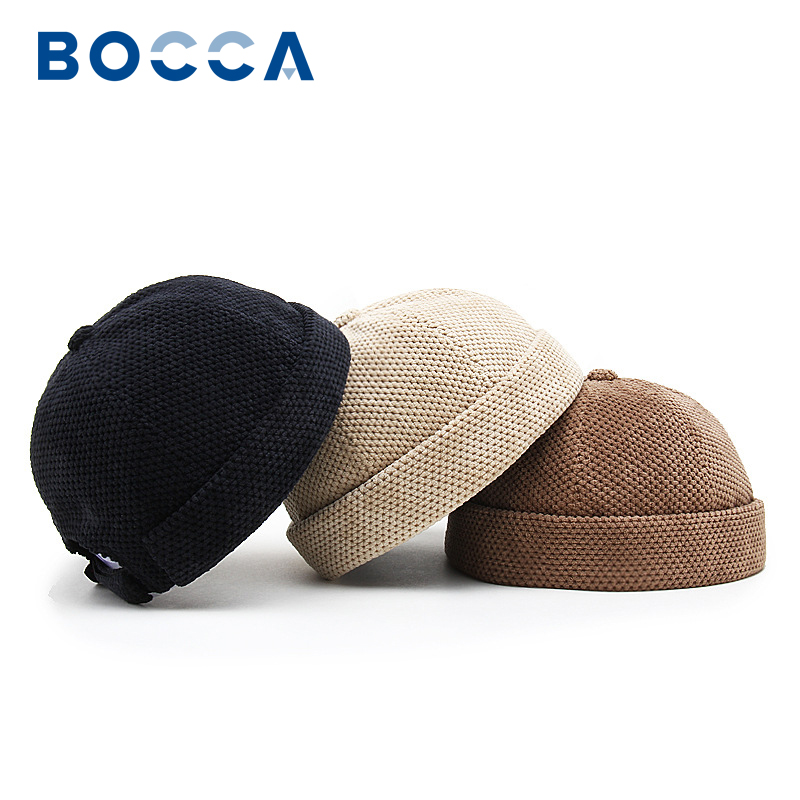 Bocca – bonnet dôme rétro pour hommes et femmes, chapeaux sans bords, Skullcap Docker Vintage réglable, couleur unie, nouveauté en coton