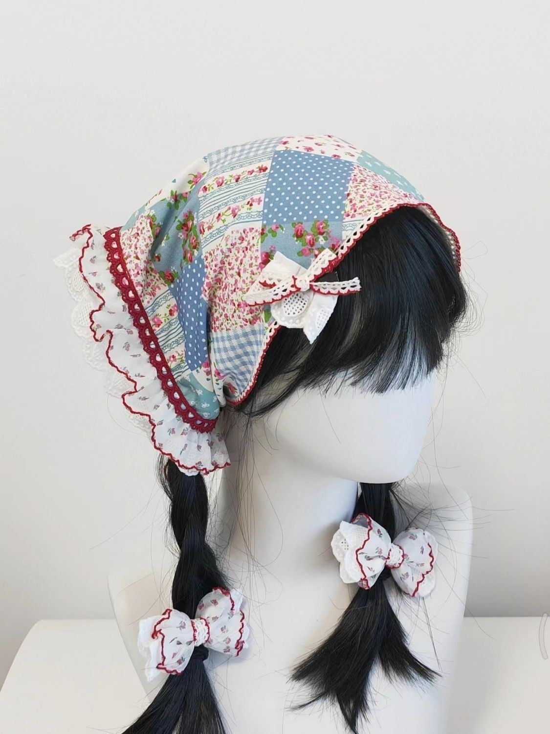 Écharpe de sauna à fleurs françaises pour filles, foulard triangle, doux et mignon, style campagnard, accessoires pour cheveux, nouveau vêtement