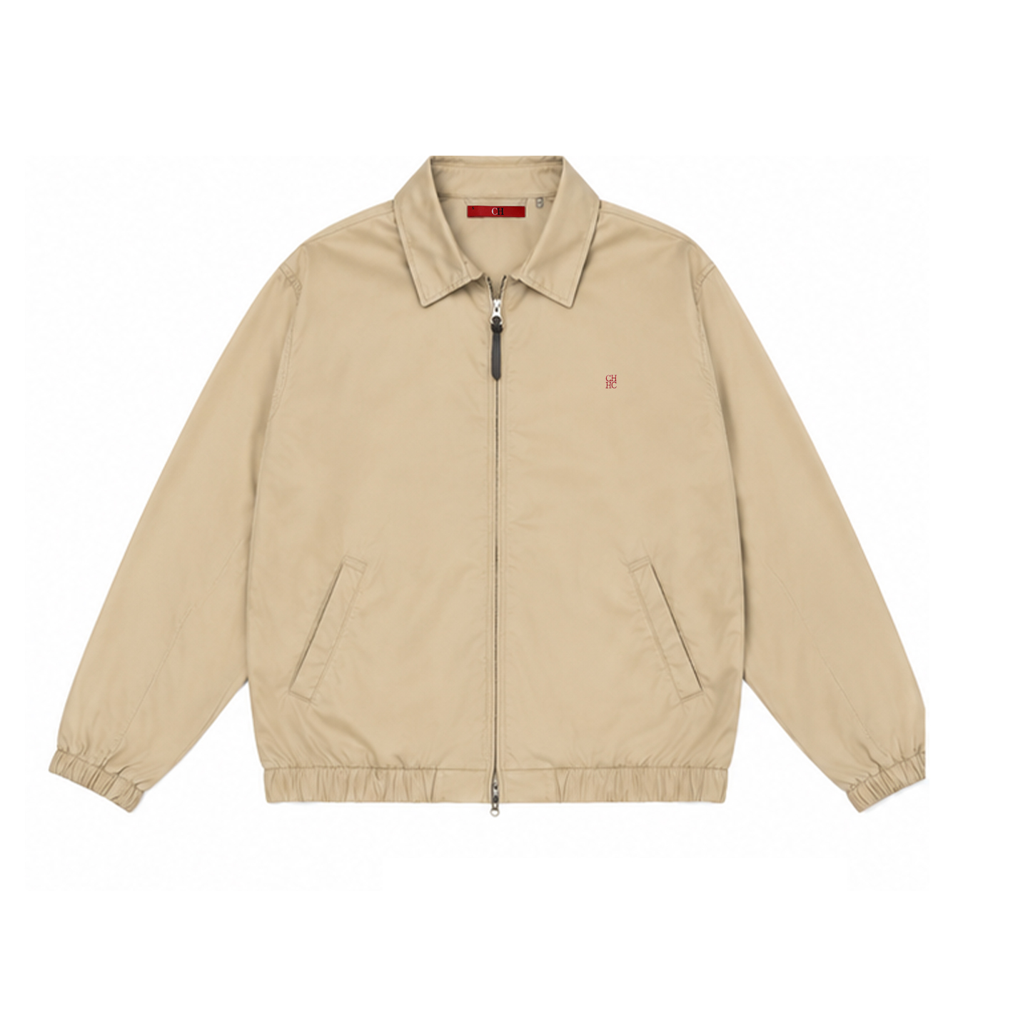 Veste Harrington Premium Brodé du Logo CH pour Homme, Col Pointu, Fermeture Éclair Intégrale, Manches Longues, Coupe-Vent, Décontractée, Quotidienne, pour le Bureau