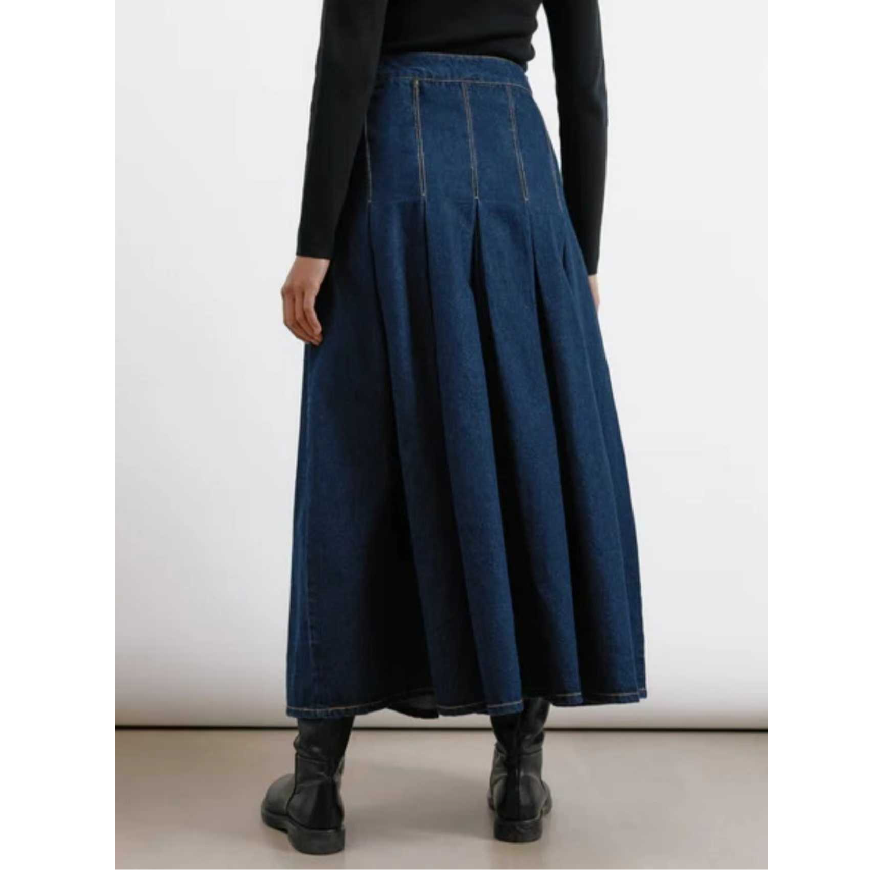 Jupe en jean plissée taille haute pour femmes grandes tailles, élégante, en denim délavé, avec fermeture éclair, pour femmes grandes tailles