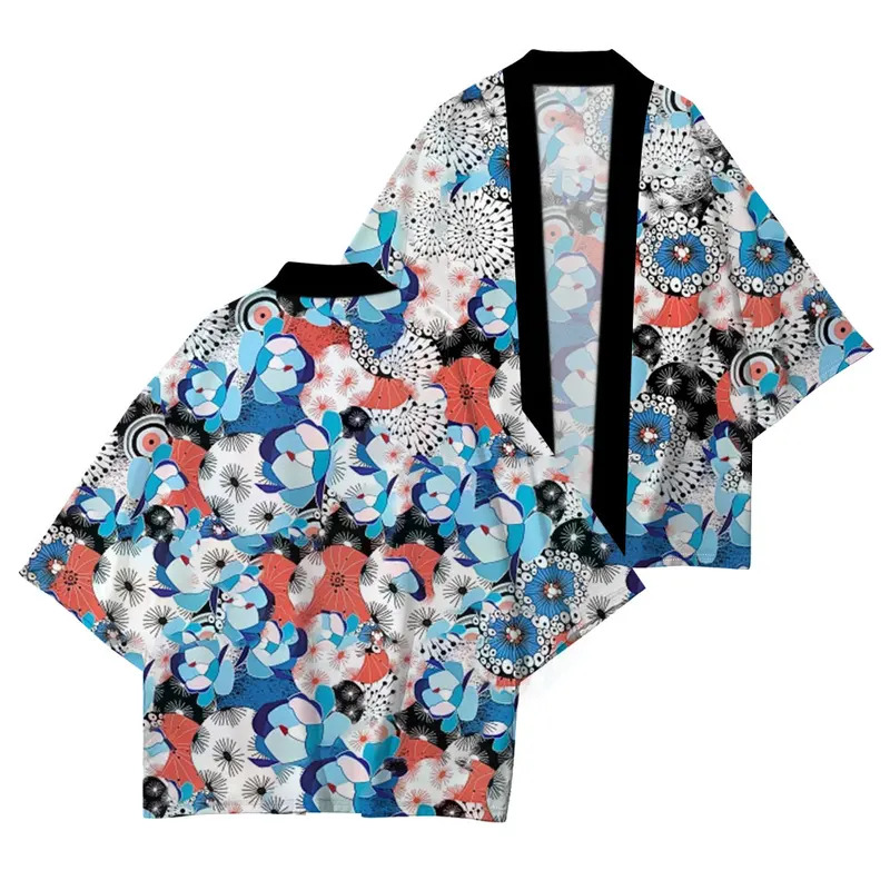 Vêtements traditionnels japonais, nouvelle collection été, protection UV, kimono de haute qualité, kimono décontracté ample, imprimé motif glycine, XXS-4XL