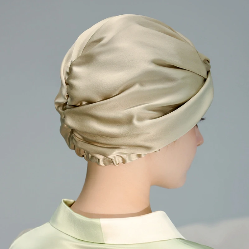 Bonnet de nuit en soie Pure, Bonnet de couchage en soie de mûrier, chapeau de perte de cheveux, Turban en soie naturelle pour cheveux, couvre-chef en soie pour femmes