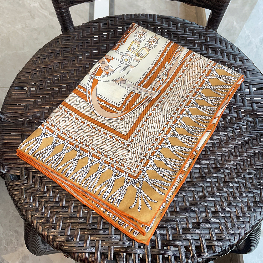 Foulard carré en soie sergé de 90CM, Bandanas de luxe de styliste, châles à roulettes, accessoires de décoration pour cheveux et cou, cadeau de noël, nouvelle collection