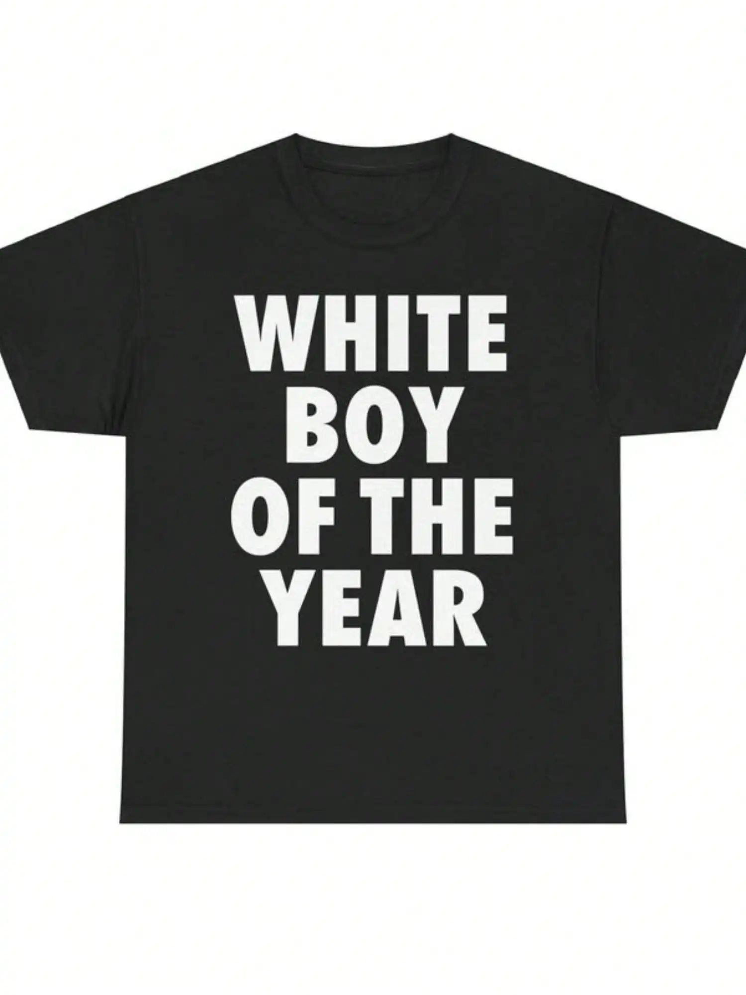 Blanc garçon de l'année t-shirts coton imprimé à manches courtes T-shirt rétro décontracté Streetwear Vintage T-shirt mode haut ample unisexe