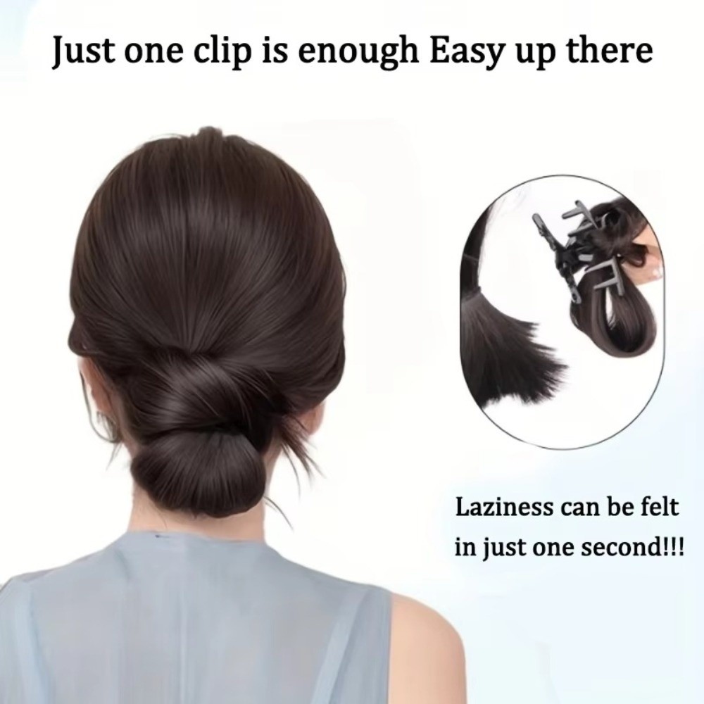 Chignon synthétique élégant à clipser, aspect naturel, texture volumineuse, extension de cheveux pour chignon bas.