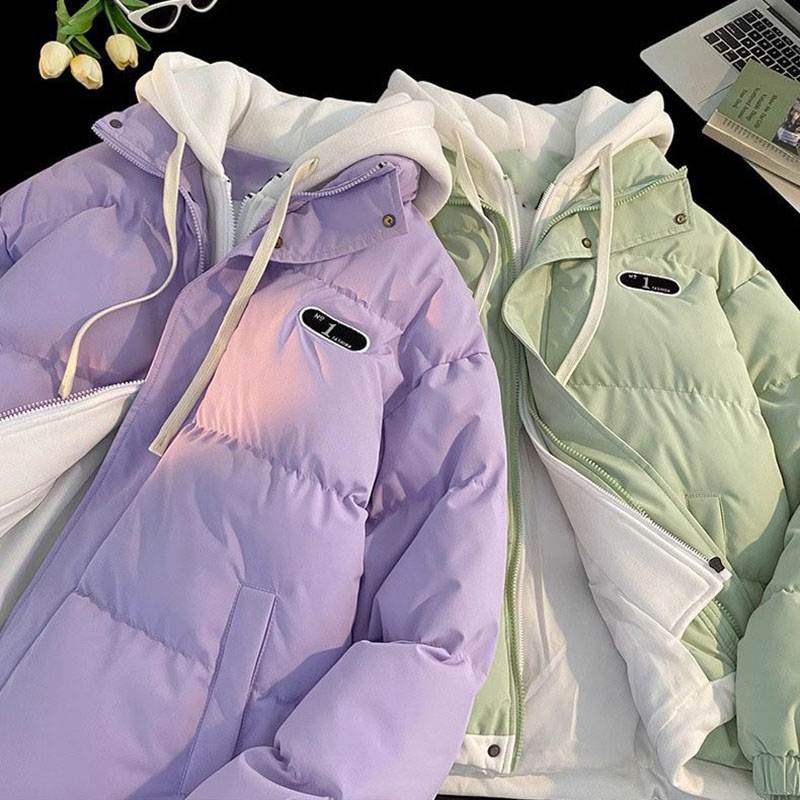 Nouvelle veste d'hiver rembourrée en coton pour femme, deux pièces à capuche en coton pour femme, vêtements chauds et décontractés rembourrés en coton, manteau Parker