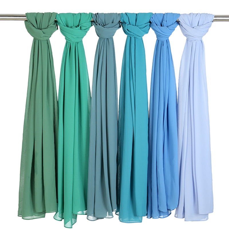Ramadan musulman en mousseline de soie Hijabs pour femme couleur unie foulard Long châle écharpe femmes Jersey Hijabs dames Islam Voile Hijab