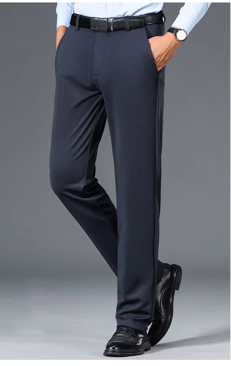 Pantalon de Costume Classique Grande Taille pour Homme, Coupe Droite Décontractée, Élastique, Idéal pour le Quotidien