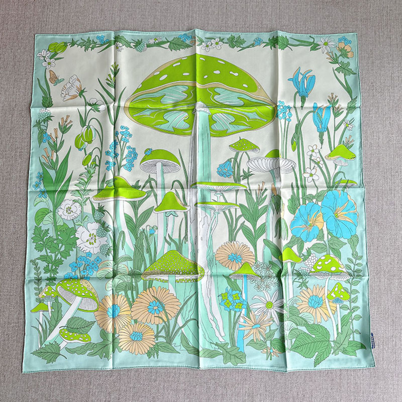 Fleurs vert haute qualité nouveau chez les femmes Foulard roulé à la main Foulard de luxe 90 cm fleur carré écharpe 90x90 cm