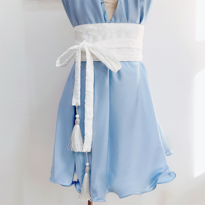 Kimono japonais traditionnel pour femmes et filles, cardigan Obi, ceinture de taille élégante, robe Harajuku, ceinture bandage à pampilles imprimées