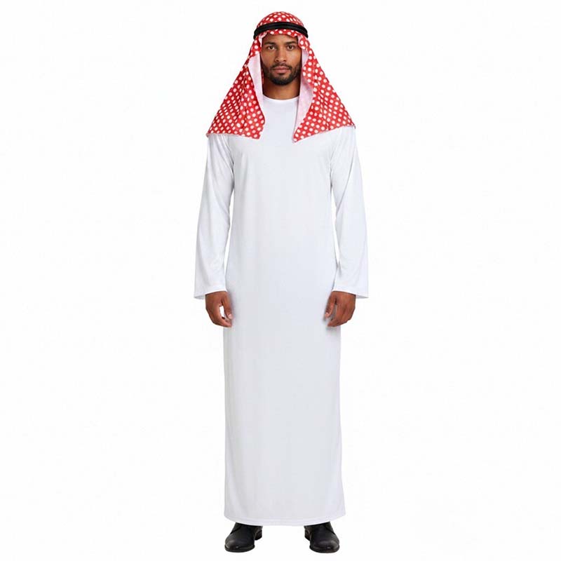 Costume arabe traditionnel, robe arabe, tenues arabes pour hommes, robe de sheik avec foulard musulman Keffiyeh pour fête, cosplay