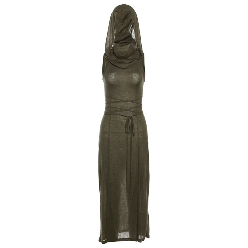 Robe à capuche avec fente à l'ourlet pour femmes, robe de soirée personnalisée, vêtements de club, tendance de la mode estivale, nouveau, 2023