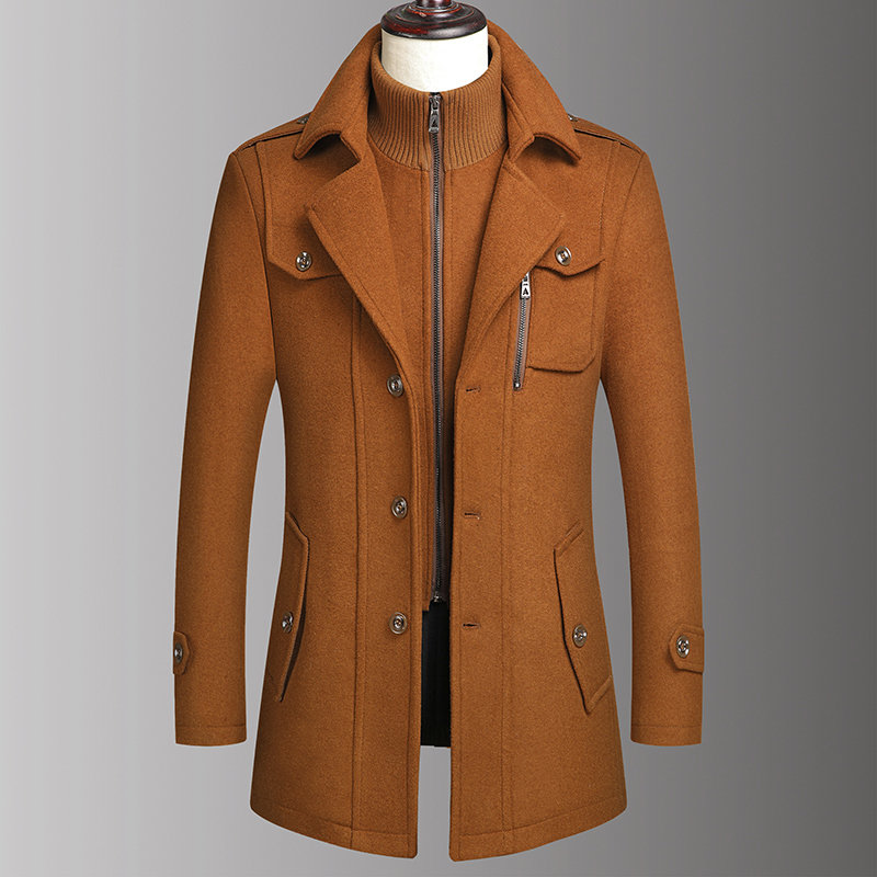 Manteau en laine à Double col pour hommes, beau manteau en laine à la mode pour hommes d'âge moyen, Style Business, haute qualité, automne hiver