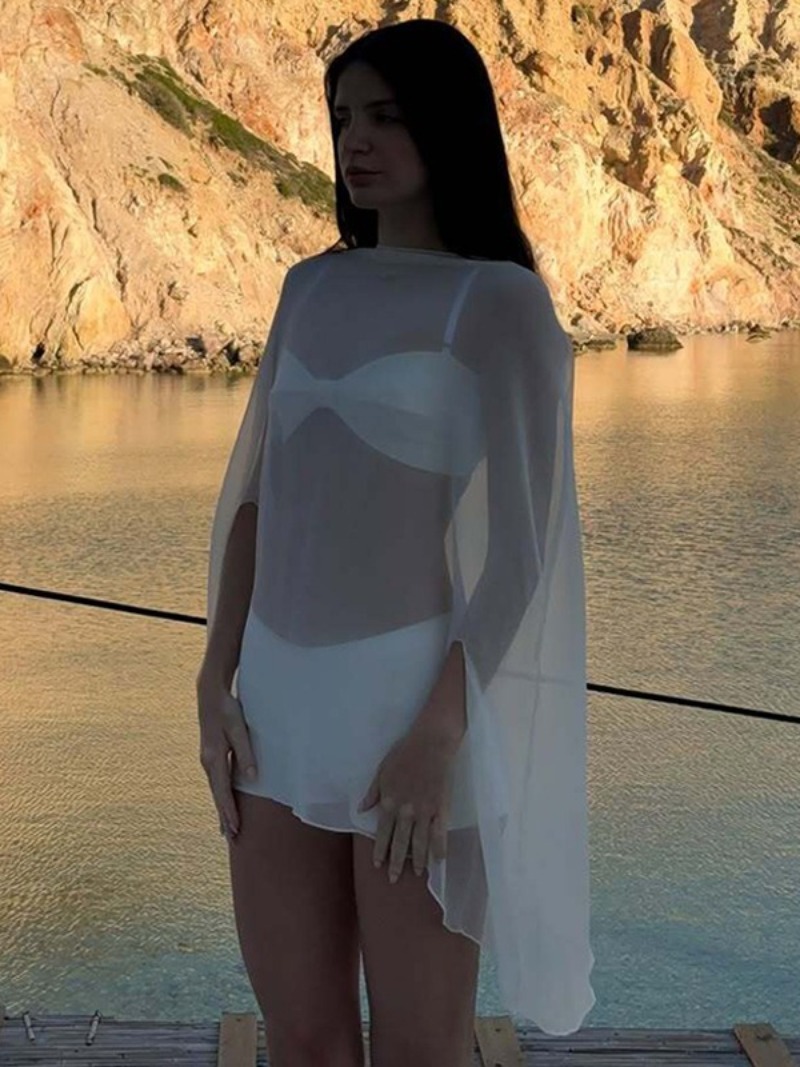 Femme vêtements transparent en mousseline de soie Blouses Sexy mode solide couvertures dames élégant boîte de nuit hauts blanc noir Streetwear