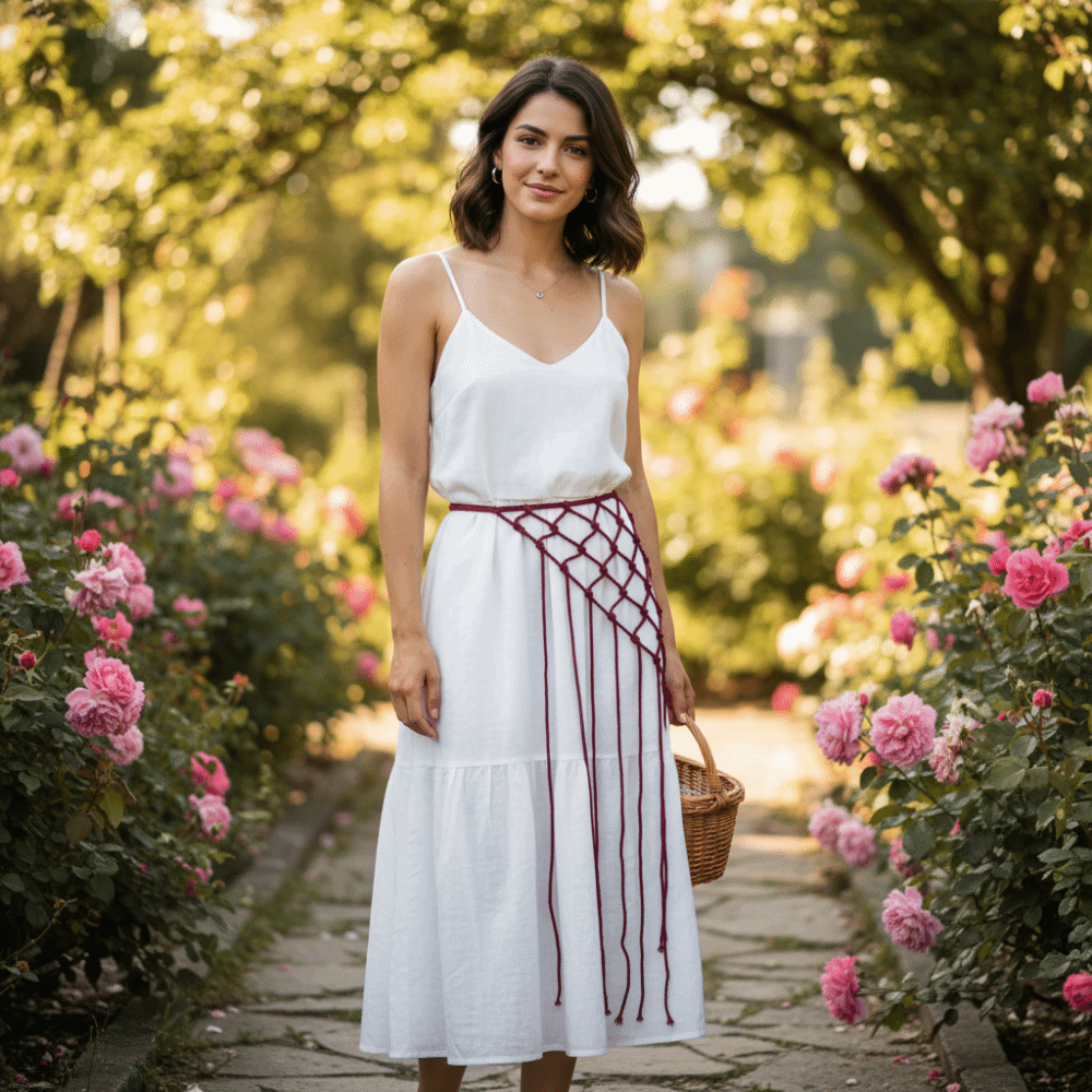 Ceinture en coton tissée à la main, légère, style bohème unique, châle chic bohème, couleur unie, accessoires décoratifs à pompons