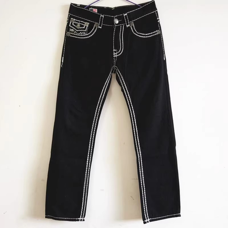 Nouveau Jean Homme Américain Européen Tendance Noir et Blanc Décontracté Simple Basique Coupe Droite Grande Taille
