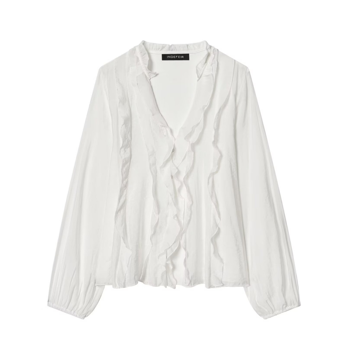 Chemises amples à volants pour femmes Printemps Été Femme Manches longues Superposées Col en V Chemise sexy Femme Casual Mode Blouses polyvalentes