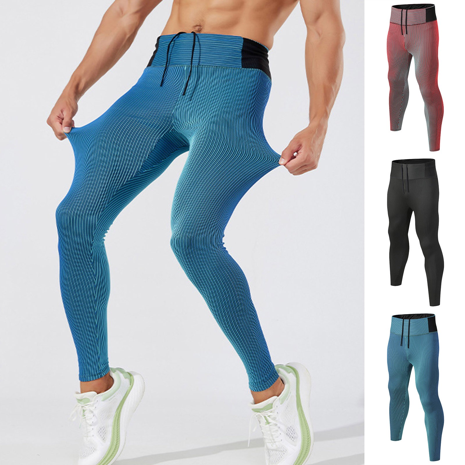 Leggings pour hommes pantalons de Compression Sport Fitness course Leggings de gymnastique avec poches pantalons à ceinture élastique pour hommes