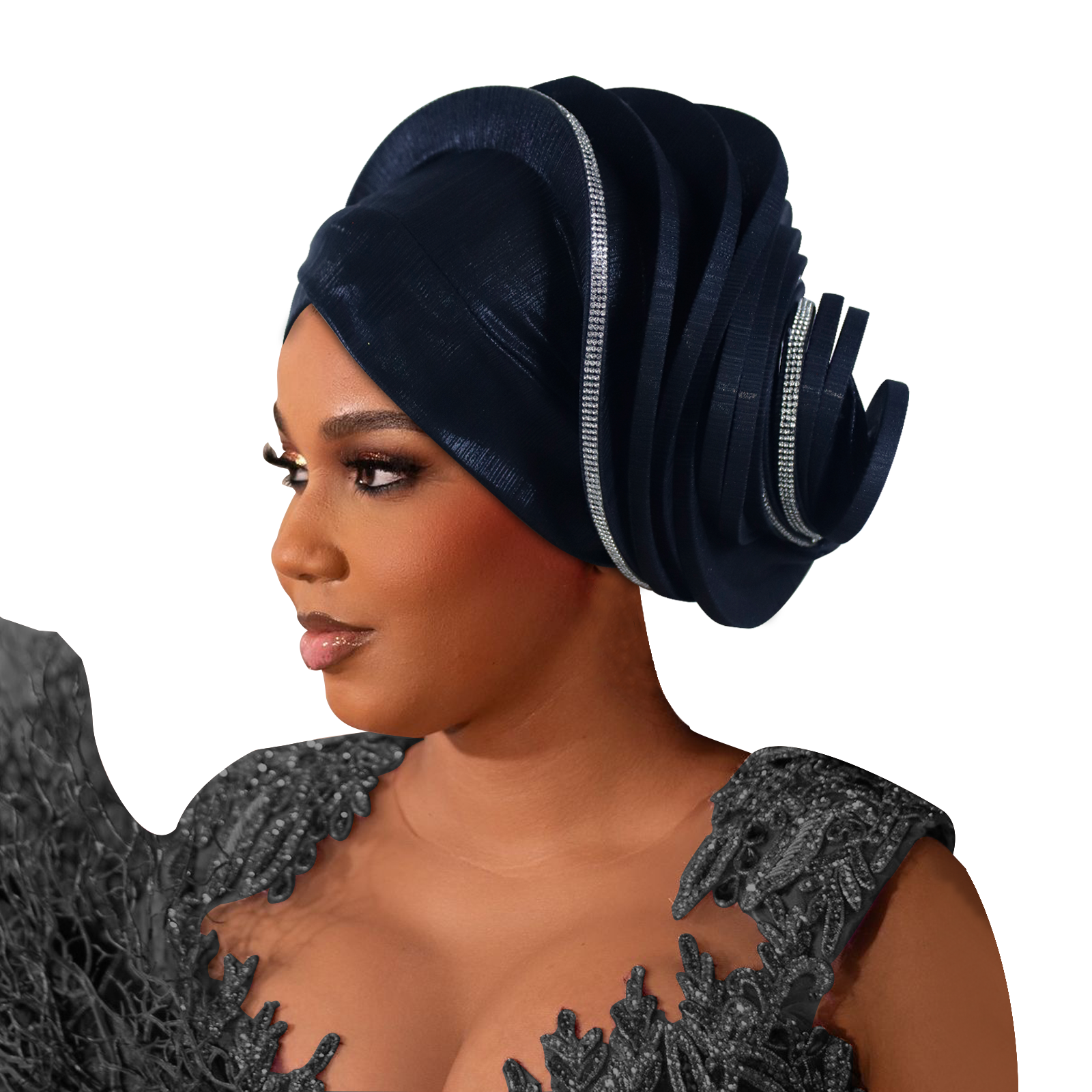 Turban africain préformé en diamant pour femme, coiffe nigériane de mariage, auto-gele, accessoire de tête pour fête, chapeau